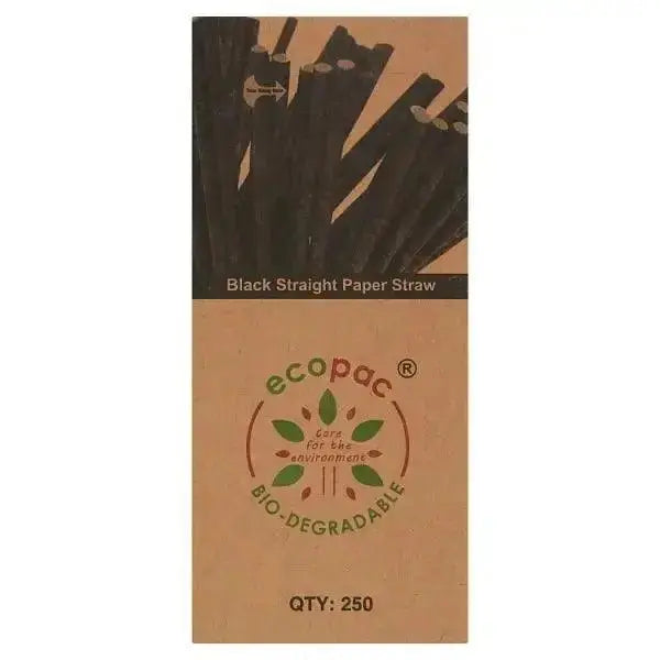 Ecopac 250 Black Straight Paper Straw