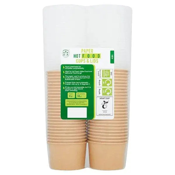 Ecopac 50 Paper Hot Food Cups & Lids