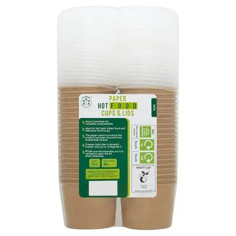 Ecopac Paper Hot Food Cups & Lids 12oz