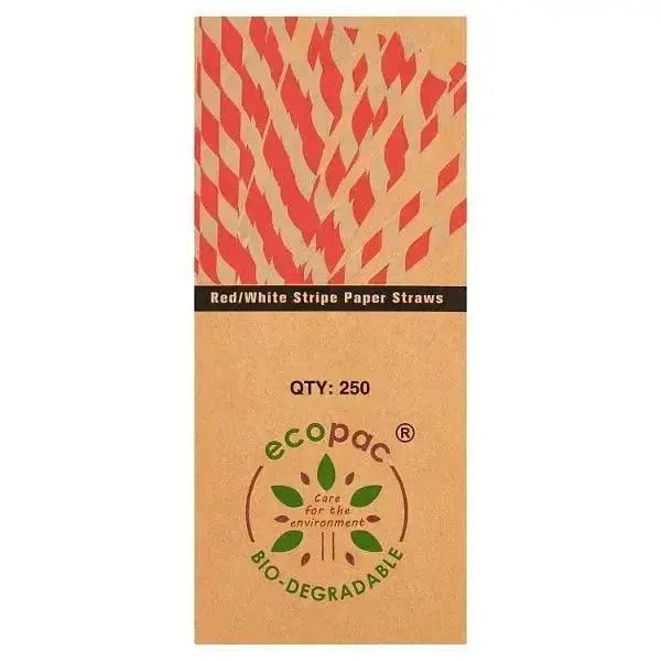 Ecopac Red/White Stripe Paper Straws