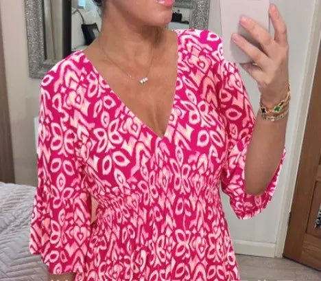 New Plus Size Super Fairy V-neck Floral Dress For Beach Vacation, Loose Long Skirt