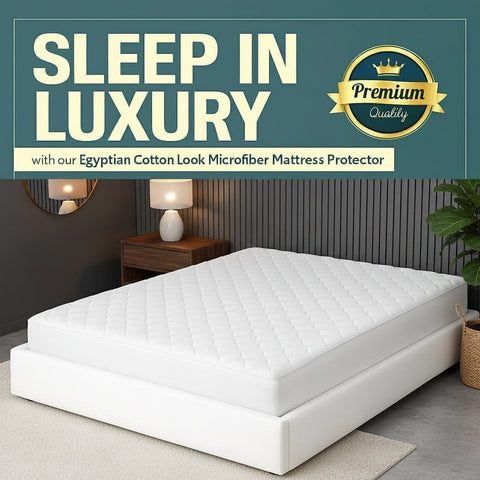 OLIVIA ROCCO Egyptian Cotton Quilted Waterproof Mattress Protector Extra Deep Hypoallergenic Breathable All Sizes Classic White