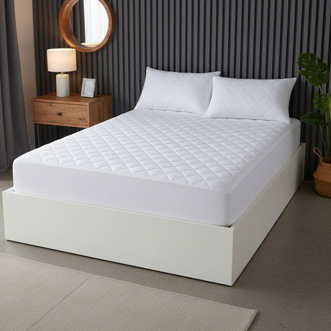 OLIVIA ROCCO Egyptian Cotton Quilted Waterproof Mattress Protector Extra Deep Hypoallergenic Breathable All Sizes Classic White