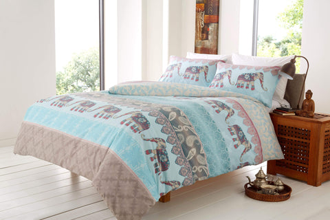 OLIVIA ROCCO Elly Duvet Set Cotton Rich Indian Elephant Design In Bold Colours Available In Single Double King Super King