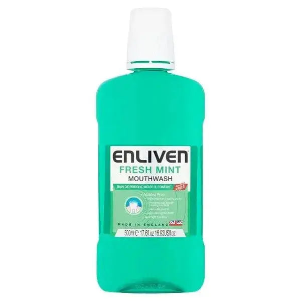 Enliven Fresh Mint Mouthwash Alcohol Free 500ml (Case of 8)