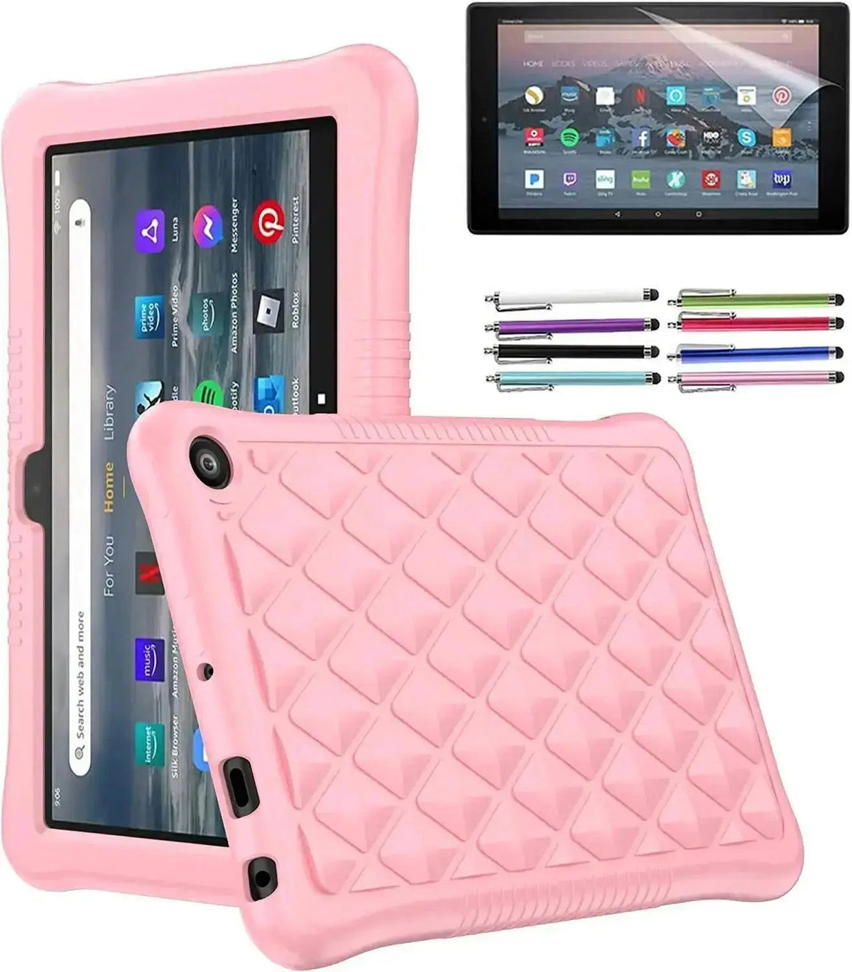 Epicgadget Pink Case for 7" Kindle Fire HD Tablet, with screen protector & stylus, New