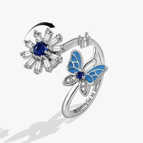 Exquisite Spinning Sunflower Bee Anxiety Ring For Women Adjustable Fidget Spinner Rings Wedding Jewelry Summer Design Anillos