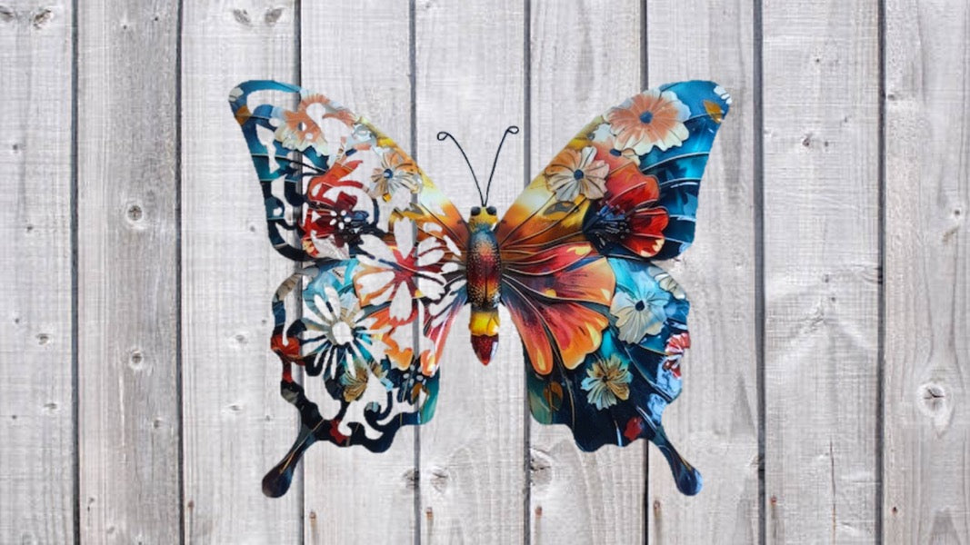 Botanical Print Metal Butterfly Wall Art