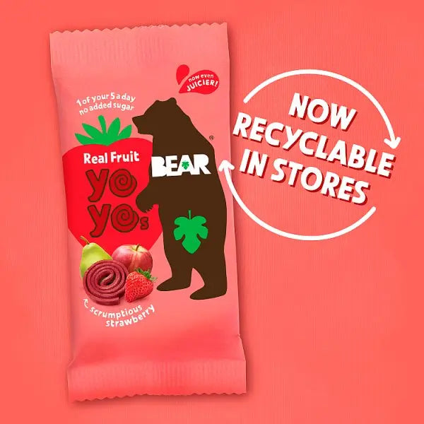 Bear Yoyos Real Fruit Scrumptious Strawberry 5 x 20g (Case of 6)