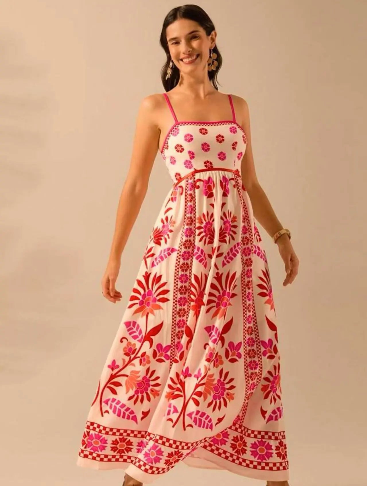 Printing Slip Dress Vacation Style Women's Clothing