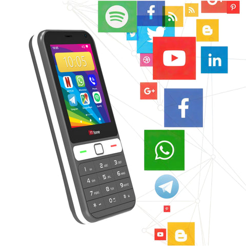TTfone TT280  Simple 4G Dual SIM Bar Phone with Android, 2.8" Touchscreen, Keypad, 2MP Camera, USB-C - Easy to Use Unlocked Mobile (with Dock Charger and Three Sim Card)
