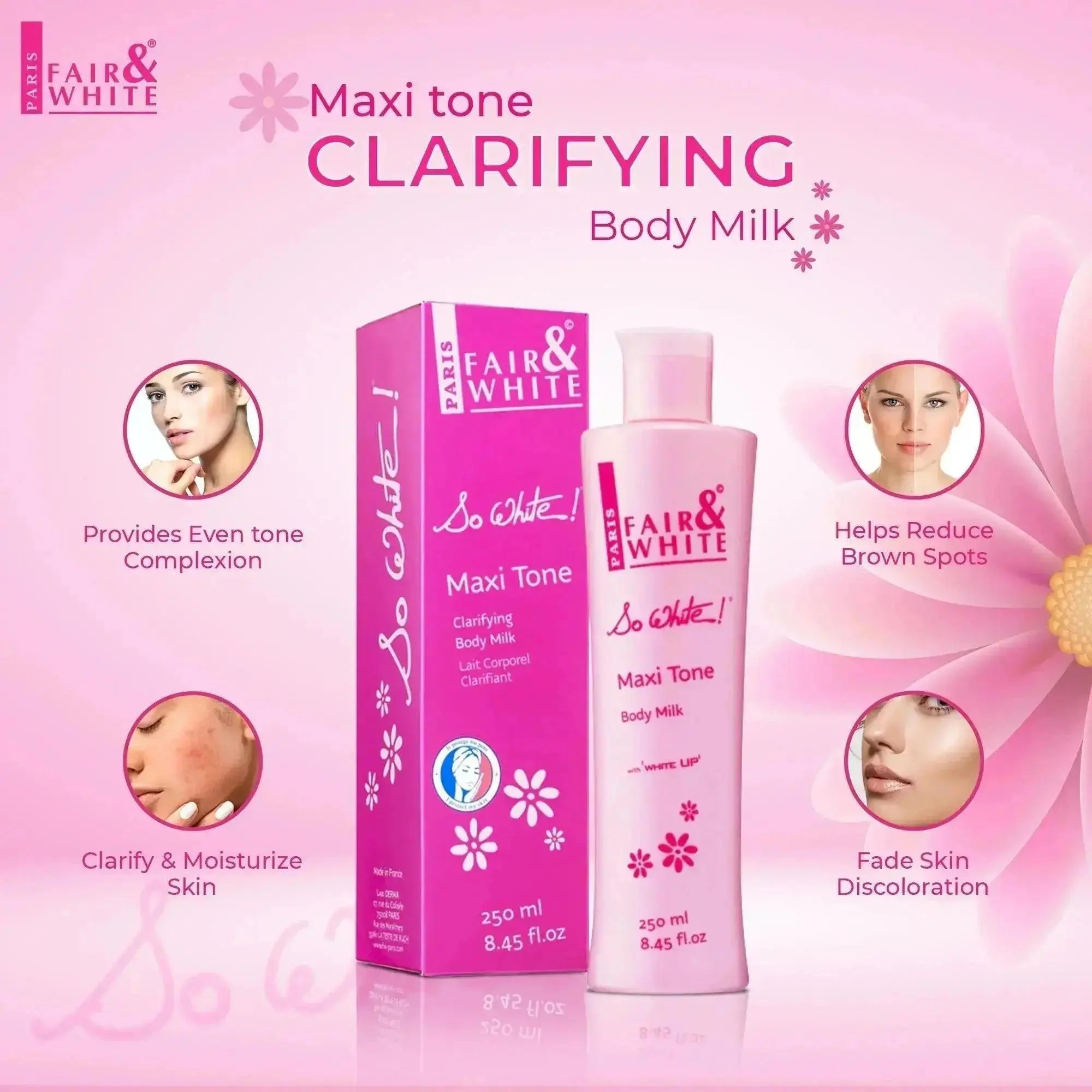 Fair and White So White Maxi Tone Clarifying Body Milk - 250ml