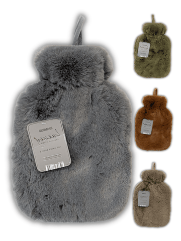 OLIVIA ROCCO Faux Fur Covered 2 Litre Luxury Hot Water Bottle Thermotherapy Natural Rubber UK Safe Tested Winter Warmth Gift for Adults and Kids