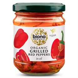 Organic Grilled Red Peppers In Oil - 190g - Biona