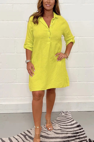 Women's Casual Shirt Dress With Pockets Spring And Summer