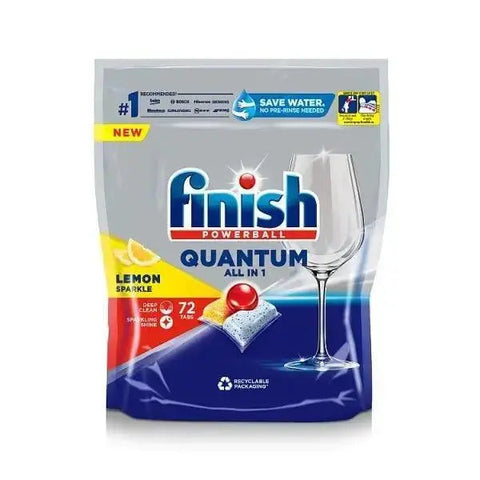 Finish Quantum All In One Lemon 72 deep cleans your dishes