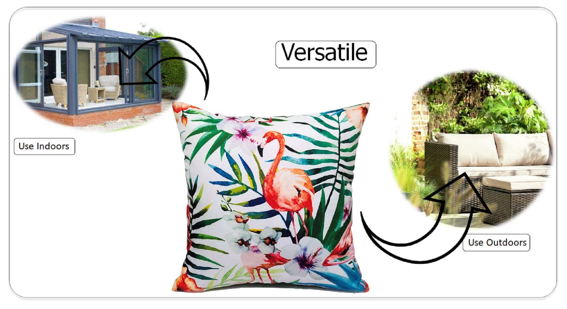 OLIVIA ROCCO Flamingo Waterproof Cushion Covers 43x43 cm Reversible Breathable Decorative Indoor Outdoor for Patio Garden Sofa Bed Chair