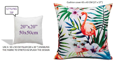 OLIVIA ROCCO Flamingo Waterproof Cushion Covers 43x43 cm Reversible Breathable Decorative Indoor Outdoor for Patio Garden Sofa Bed Chair