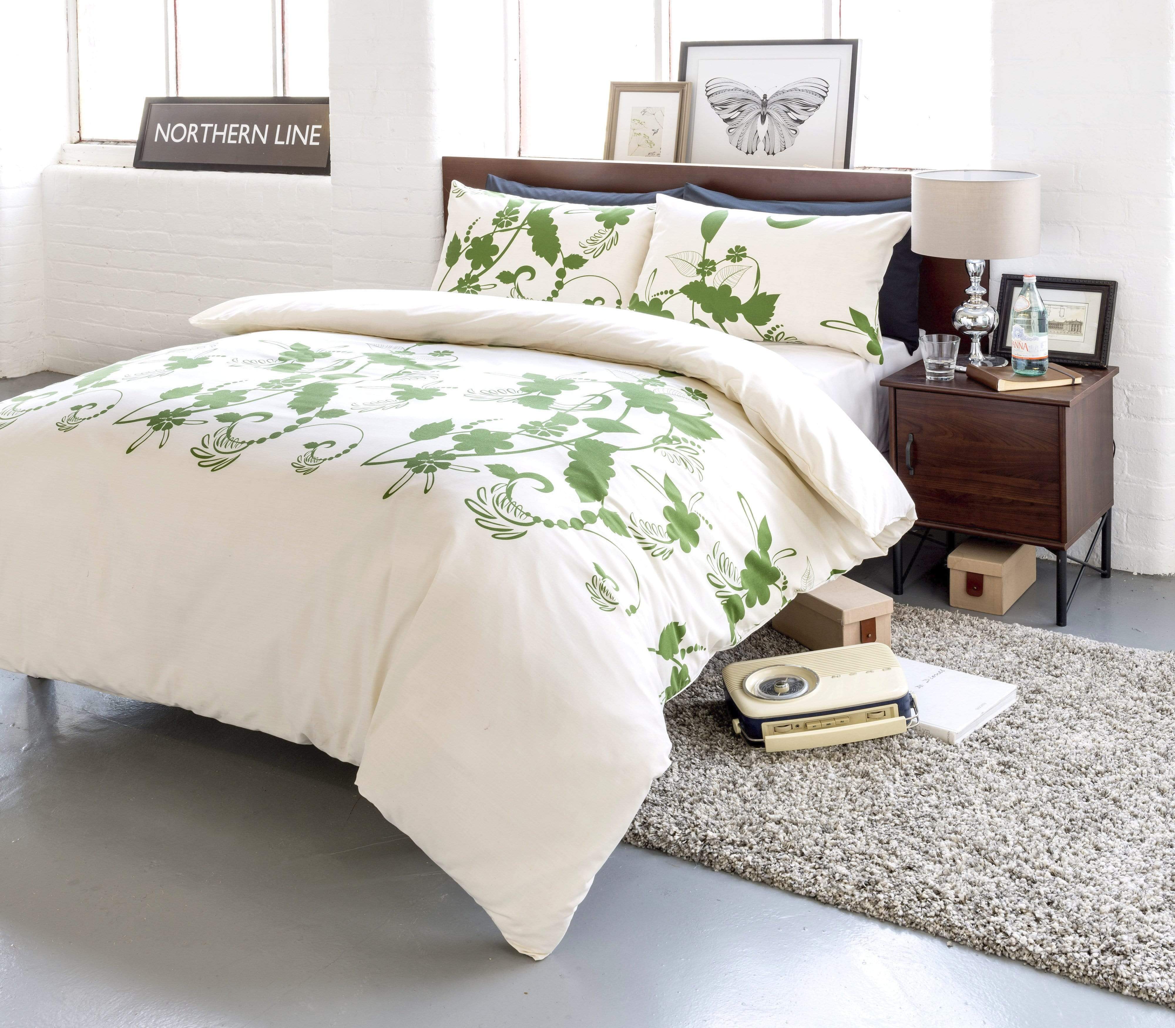 OLIVIA ROCCO Floral Trail Duvet Set Cotton Rich Bedding With Botanical Design Single To Super King OEKO TEX Certified Standard