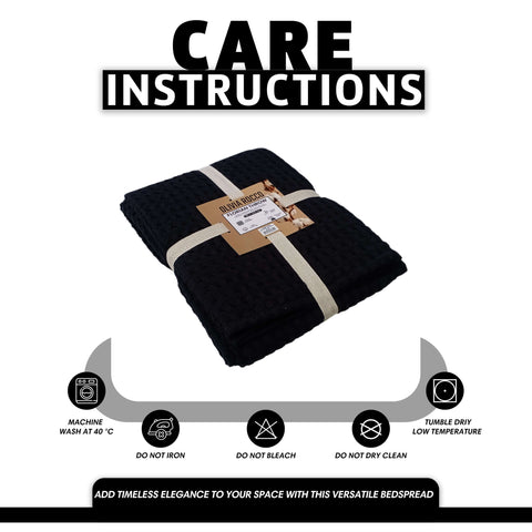 OLIVIA ROCCO Florian Checked Throw Blanket 100 Percent Cotton Black Bedspread For Sofas Armchairs Settees Couches And Beds
