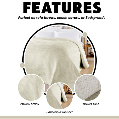 OLIVIA ROCCO Florian Checked Throw Blanket Natural Cotton Bedspread For Sofas Armchairs Settee Couch Beds And Couches Soft Touch
