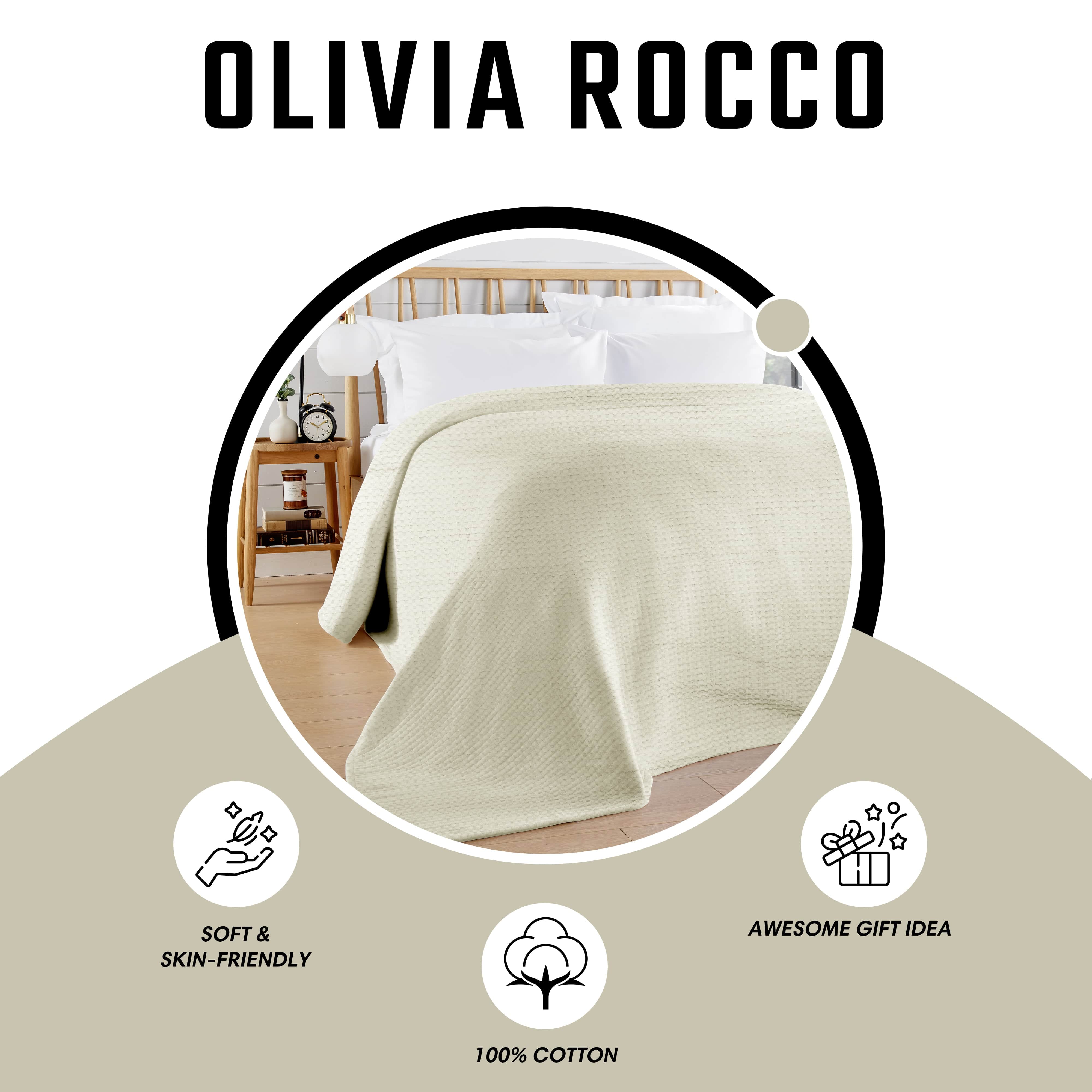 OLIVIA ROCCO Florian Checked Throw Blanket Natural Cotton Bedspread For Sofas Armchairs Settee Couch Beds And Couches Soft Touch