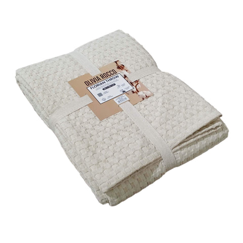 OLIVIA ROCCO Florian Checked Throw Blanket Natural Cotton Bedspread For Sofas Armchairs Settee Couch Beds And Couches Soft Touch