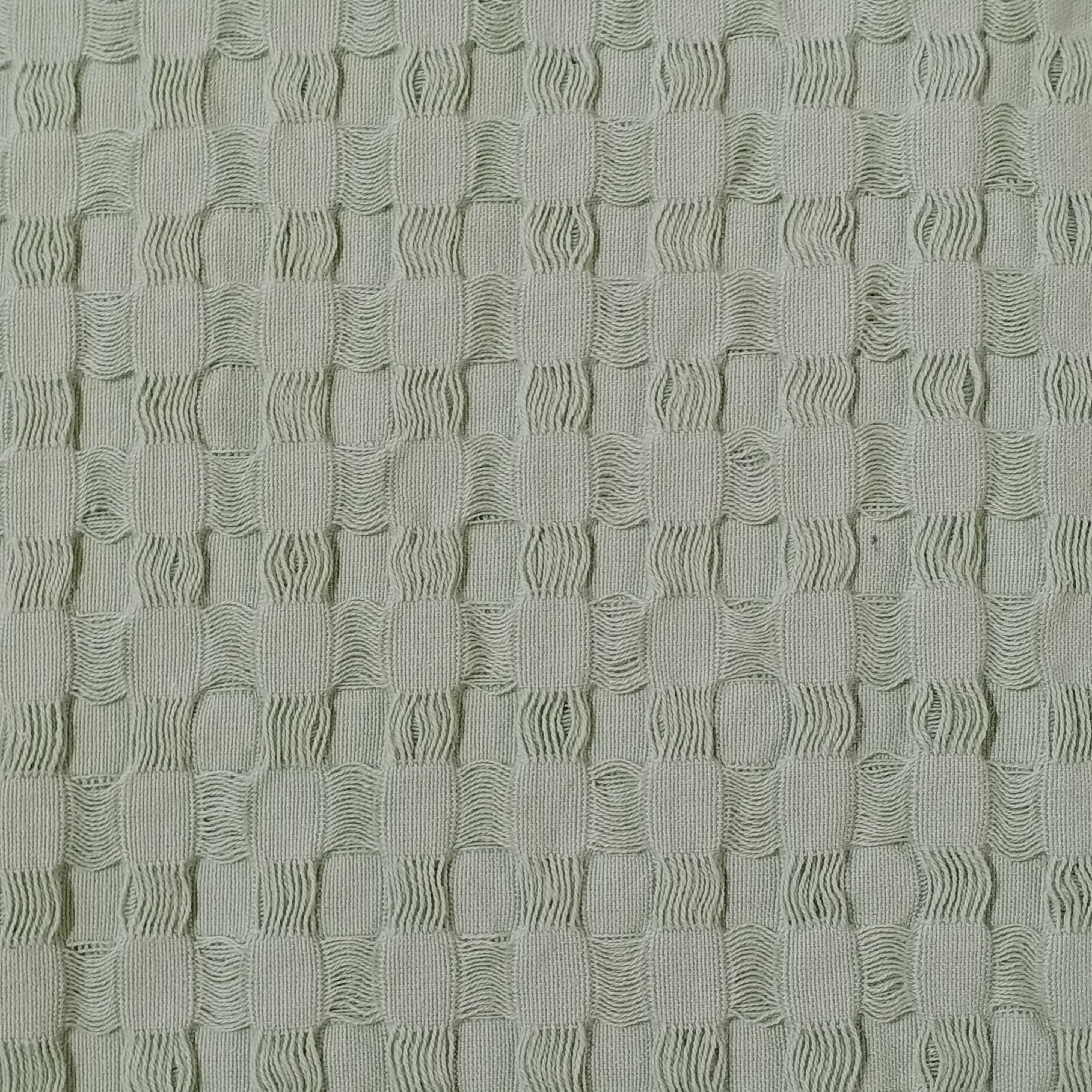 OLIVIA ROCCO Florian Checked Throw Blanket Sage Green 100 Percent Cotton Bedspread For Sofas Armchairs Settee Couch Living Room Decor