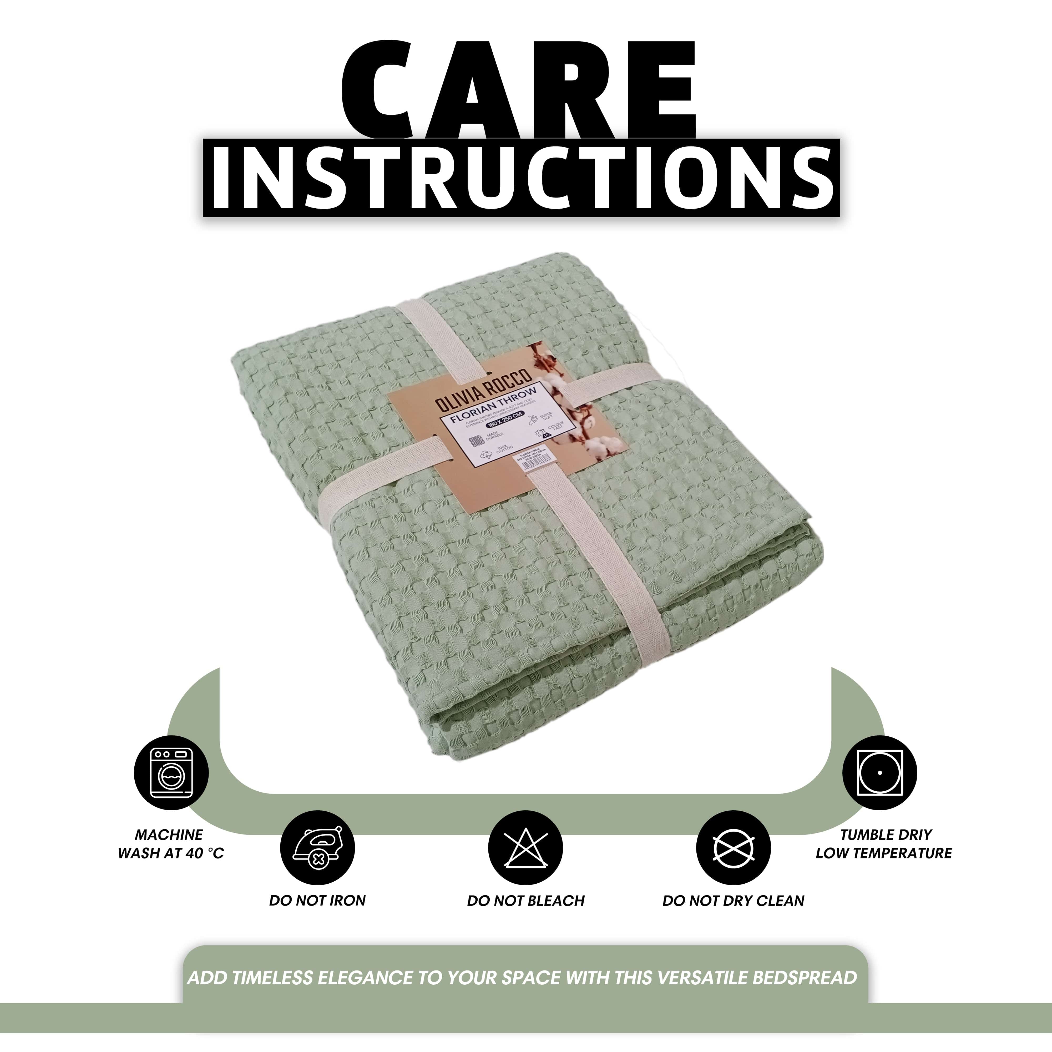OLIVIA ROCCO Florian Checked Throw Blanket Sage Green 100 Percent Cotton Bedspread For Sofas Armchairs Settee Couch Living Room Decor