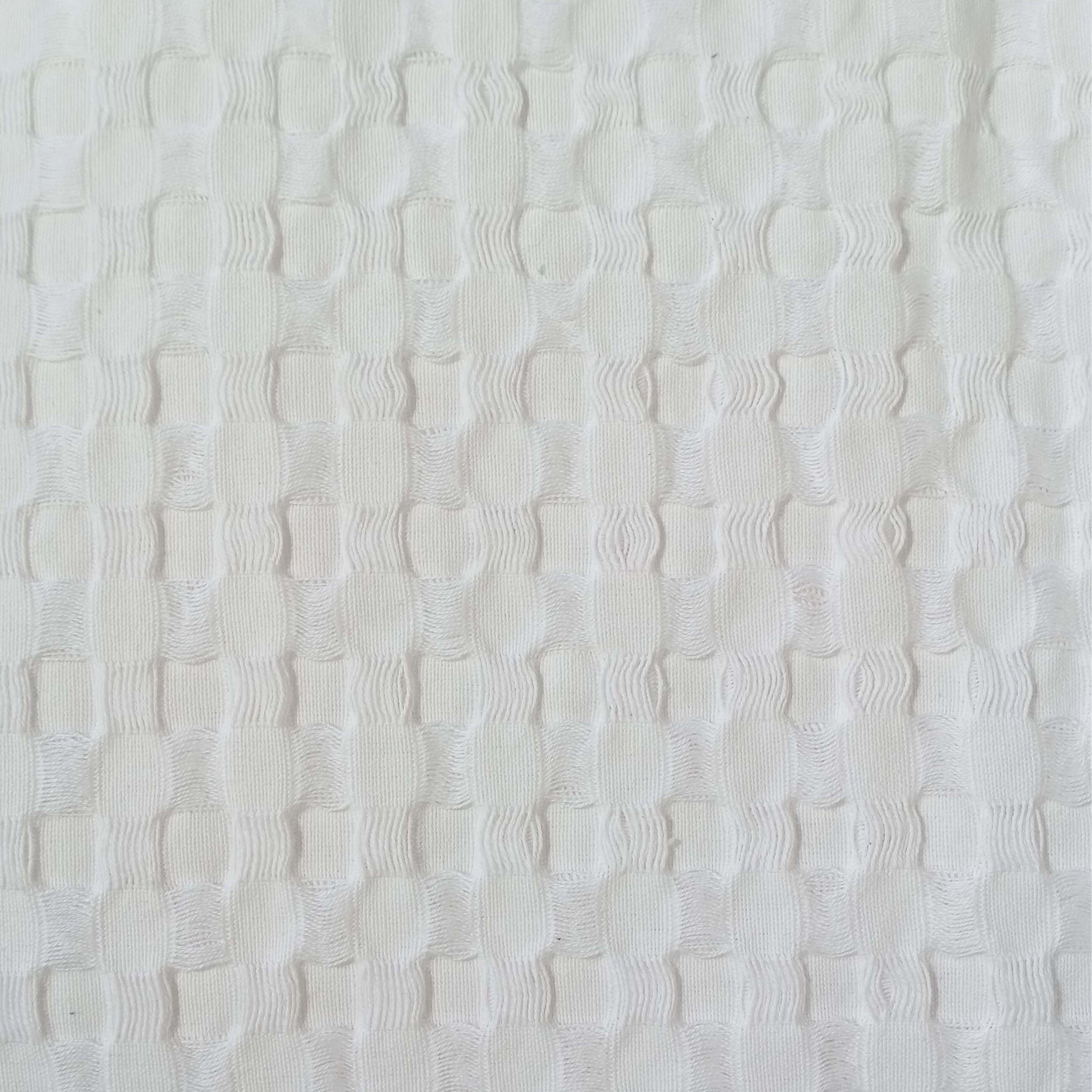 OLIVIA ROCCO Florian Checked Throw Blanket White 100 Percent Cotton Bedspread For Sofas Armchairs Settees Couches Beds Decor
