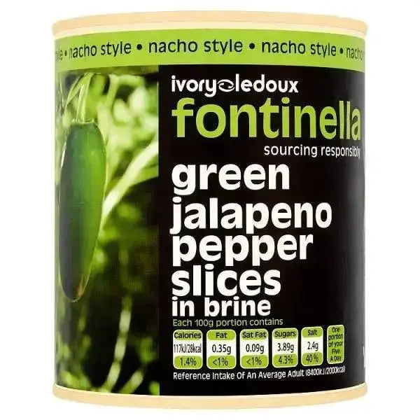 Fontinella Green Jalapeno Pepper Slices in Brine 800g (Drained Weight 450g)