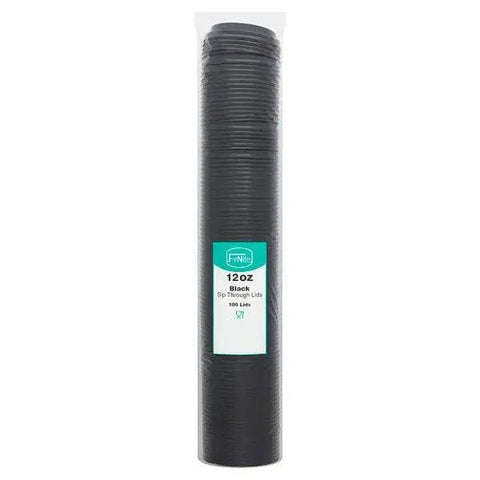 FyNite 100 Black Sip Through Lids 12oz