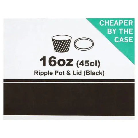 FyNite Ripple Pot & Lid Black 16oz (45cl) 10 x 40 (400 Per Case)