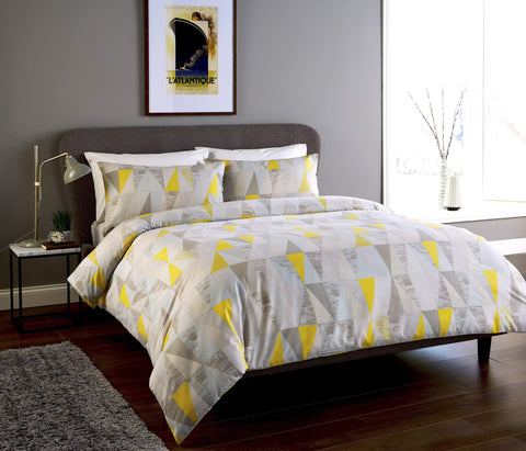 OLIVIA ROCCO Geo Design Cotton Rich Duvet Set Super Soft OEKO TEX Certified Ideal for Bedroom Decor Available in Single Double King Sizes