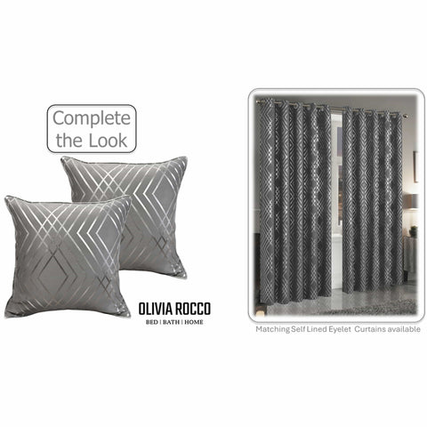 OLIVIA ROCCO Geo Sparkle Cushion Covers 2 Pack, Geometric Silver Cushion Covers For Sofa, Bed, Chair And Lounge, Premium Decorative Accents