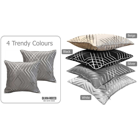 OLIVIA ROCCO Geo Sparkle Cushion Covers 2 Pack, Geometric Silver Cushion Covers For Sofa, Bed, Chair And Lounge, Premium Decorative Accents