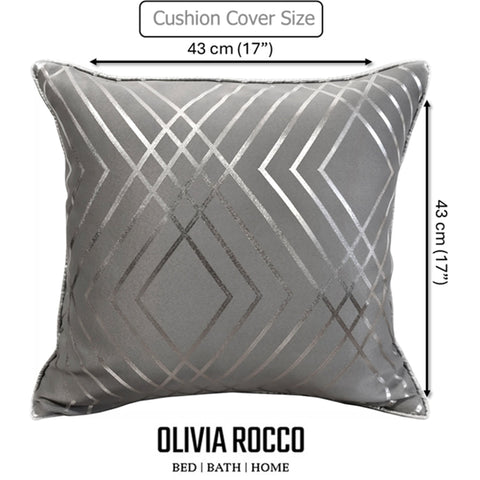 OLIVIA ROCCO Geo Sparkle Cushion Covers 2 Pack, Geometric Silver Cushion Covers For Sofa, Bed, Chair And Lounge, Premium Decorative Accents