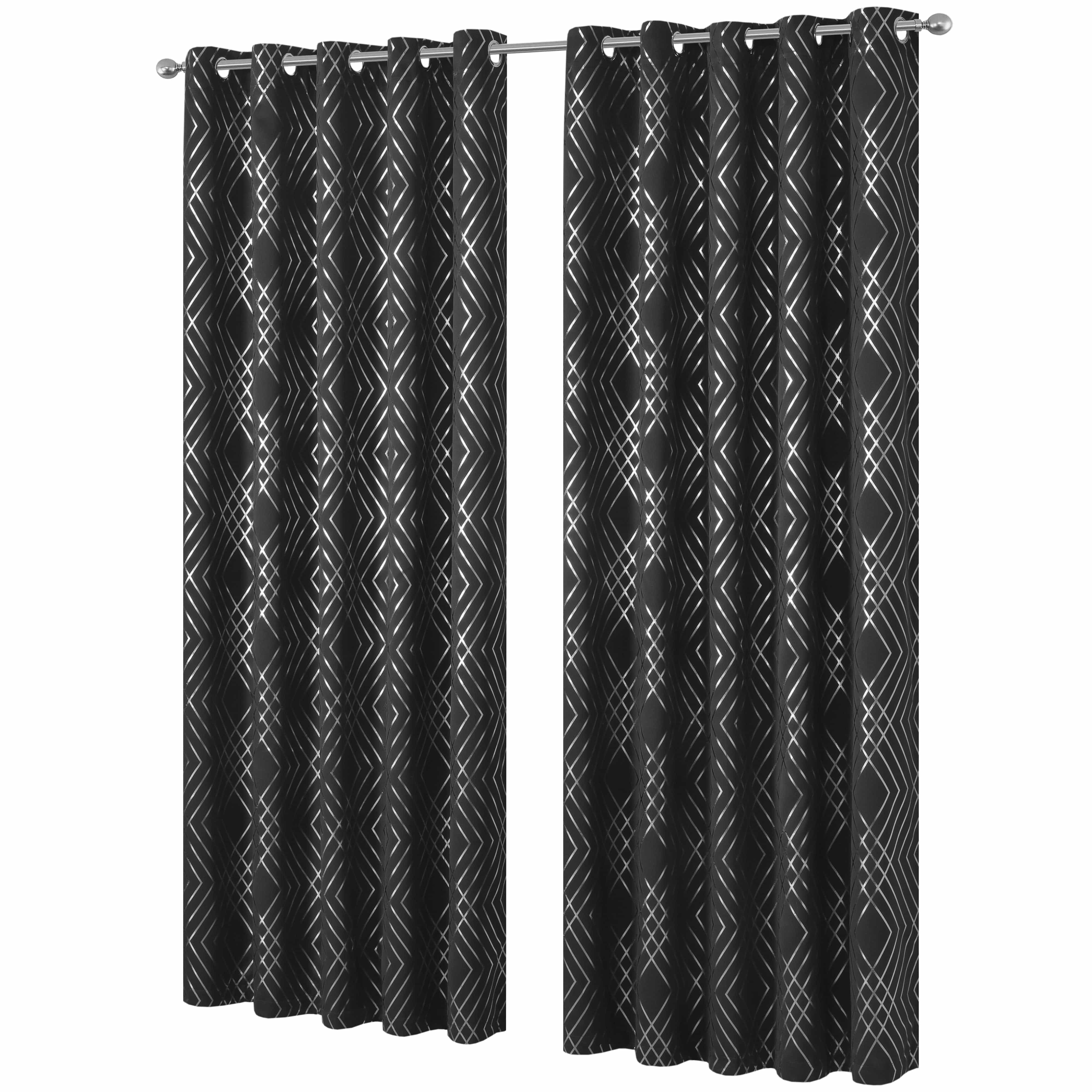 OLIVIA ROCCO Geometric Sparkle Blackout Curtains Soft Thermal Insulated Eyelet Ring Top For Living Room And Bedroom Drapes