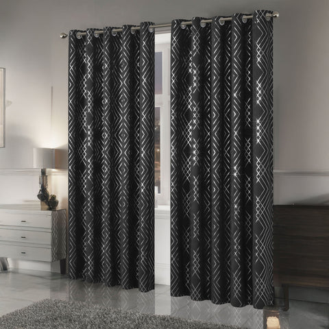 OLIVIA ROCCO Geometric Sparkle Blackout Curtains Soft Thermal Insulated Eyelet Ring Top For Living Room And Bedroom Drapes