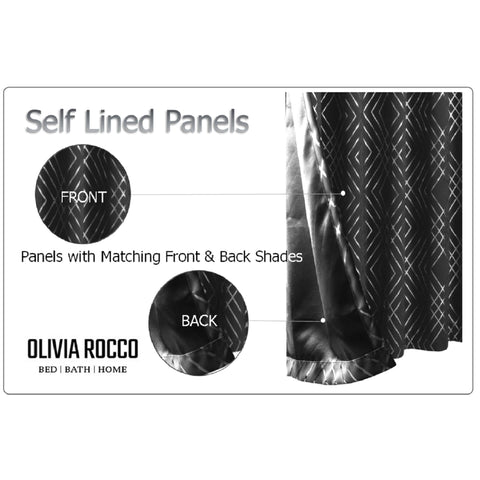 OLIVIA ROCCO Geometric Sparkle Blackout Curtains Soft Thermal Insulated Eyelet Ring Top For Living Room And Bedroom Drapes