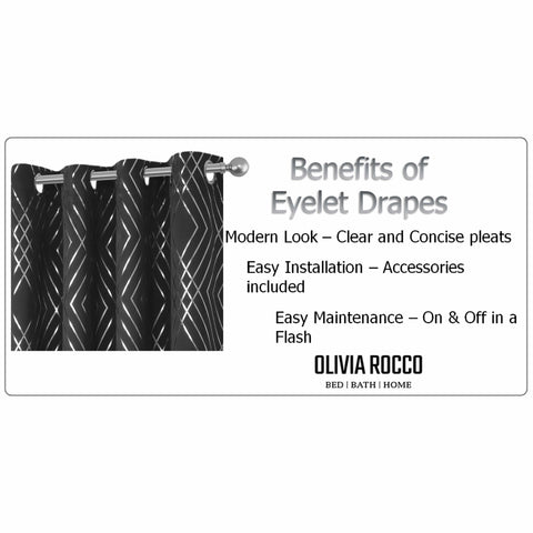 OLIVIA ROCCO Geometric Sparkle Blackout Curtains Soft Thermal Insulated Eyelet Ring Top For Living Room And Bedroom Drapes