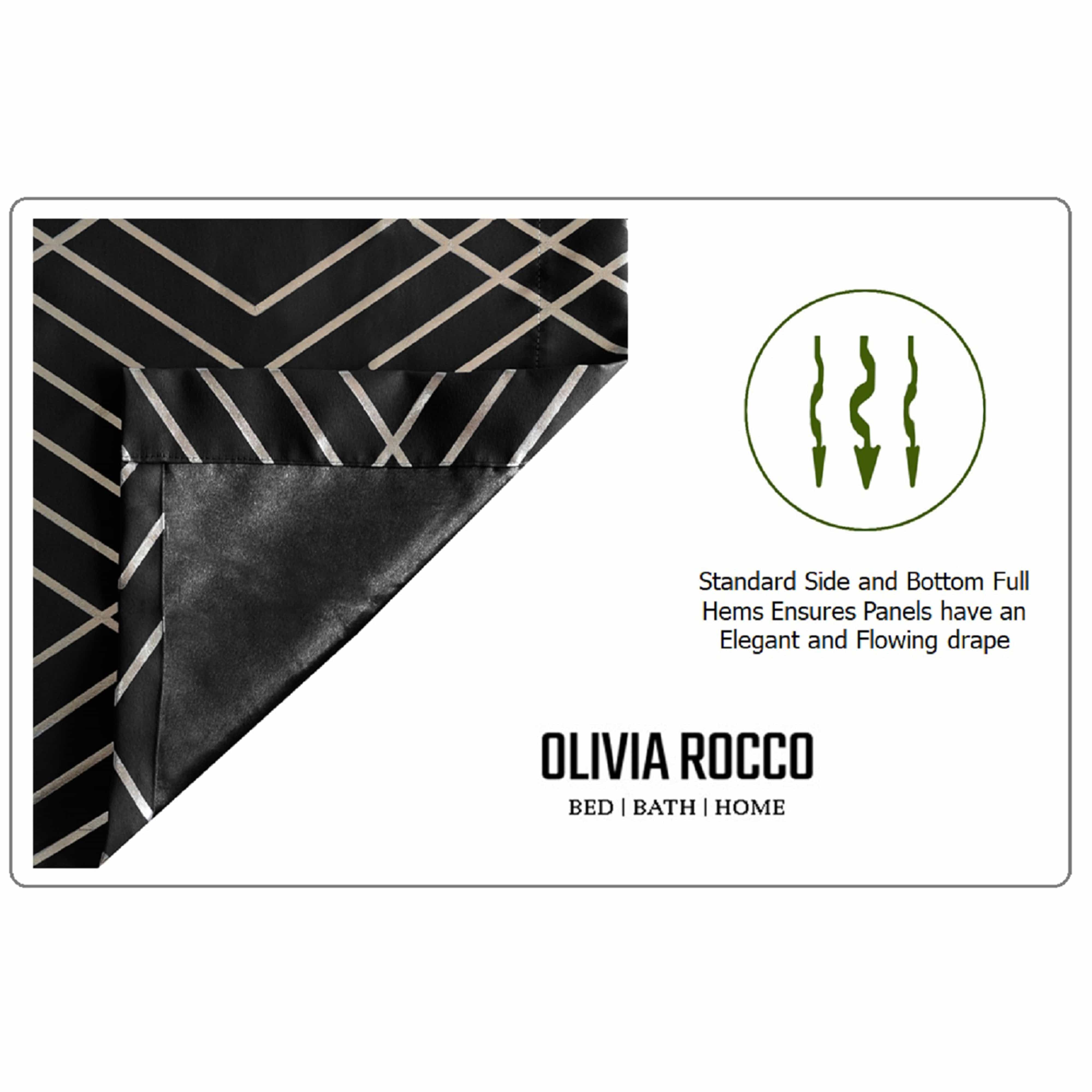 OLIVIA ROCCO Geometric Sparkle Blackout Curtains Soft Thermal Insulated Eyelet Ring Top For Living Room And Bedroom Drapes