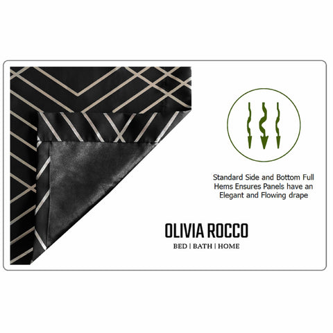 OLIVIA ROCCO Geometric Sparkle Blackout Curtains Soft Thermal Insulated Eyelet Ring Top For Living Room And Bedroom Drapes
