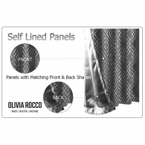 OLIVIA ROCCO Geometric Sparkle Blackout Curtains Silver Eyelet Ring Top Soft Thermal Insulated Drapes For Living Room And Bedroom