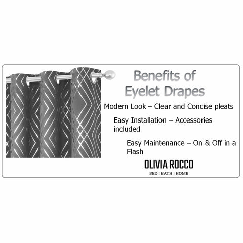 OLIVIA ROCCO Geometric Sparkle Blackout Curtains Silver Eyelet Ring Top Soft Thermal Insulated Drapes For Living Room And Bedroom