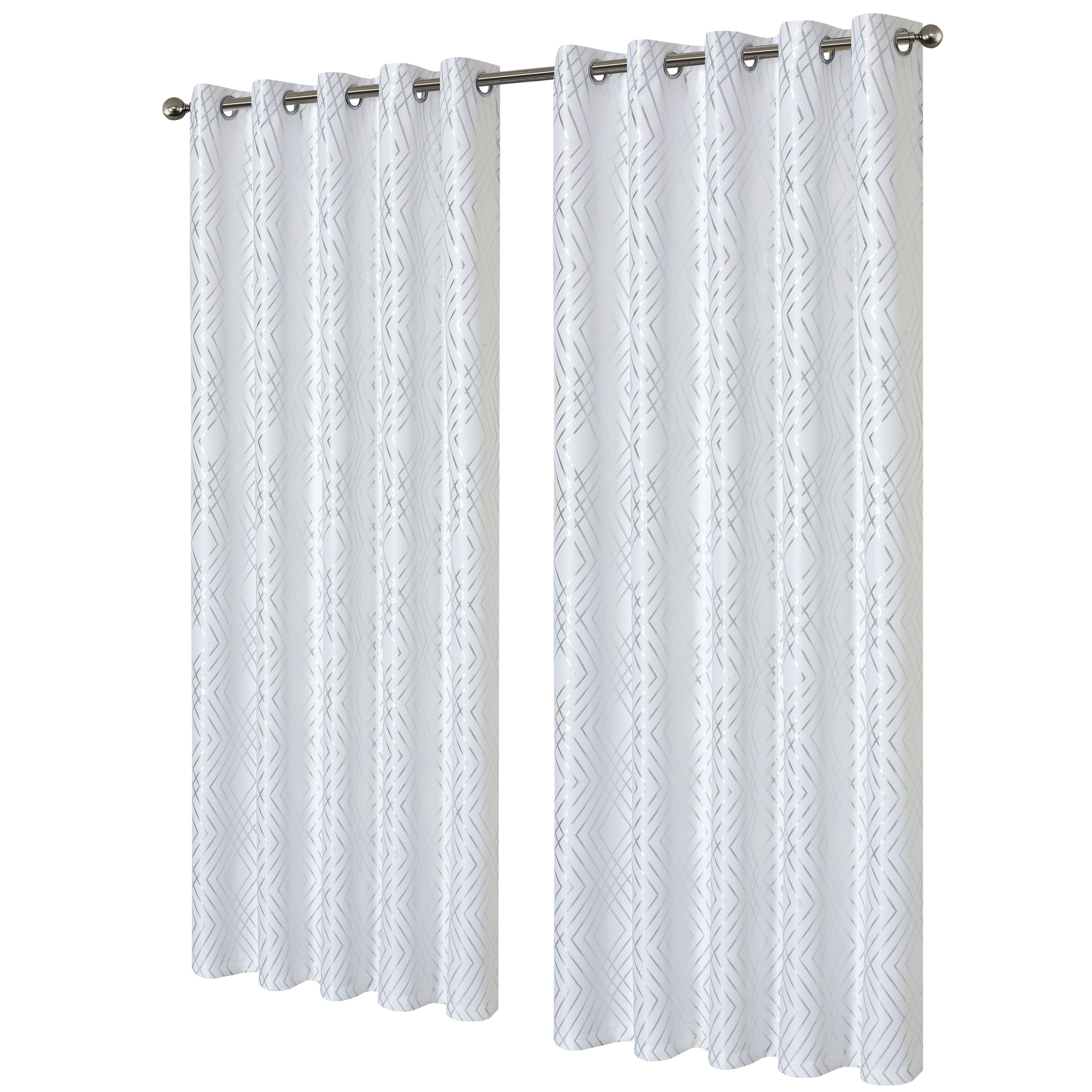 OLIVIA ROCCO Geometric White Sparkle Blackout Curtains Soft Thermal Insulated Drapes Eyelet Ring Top Living Room And Bedroom