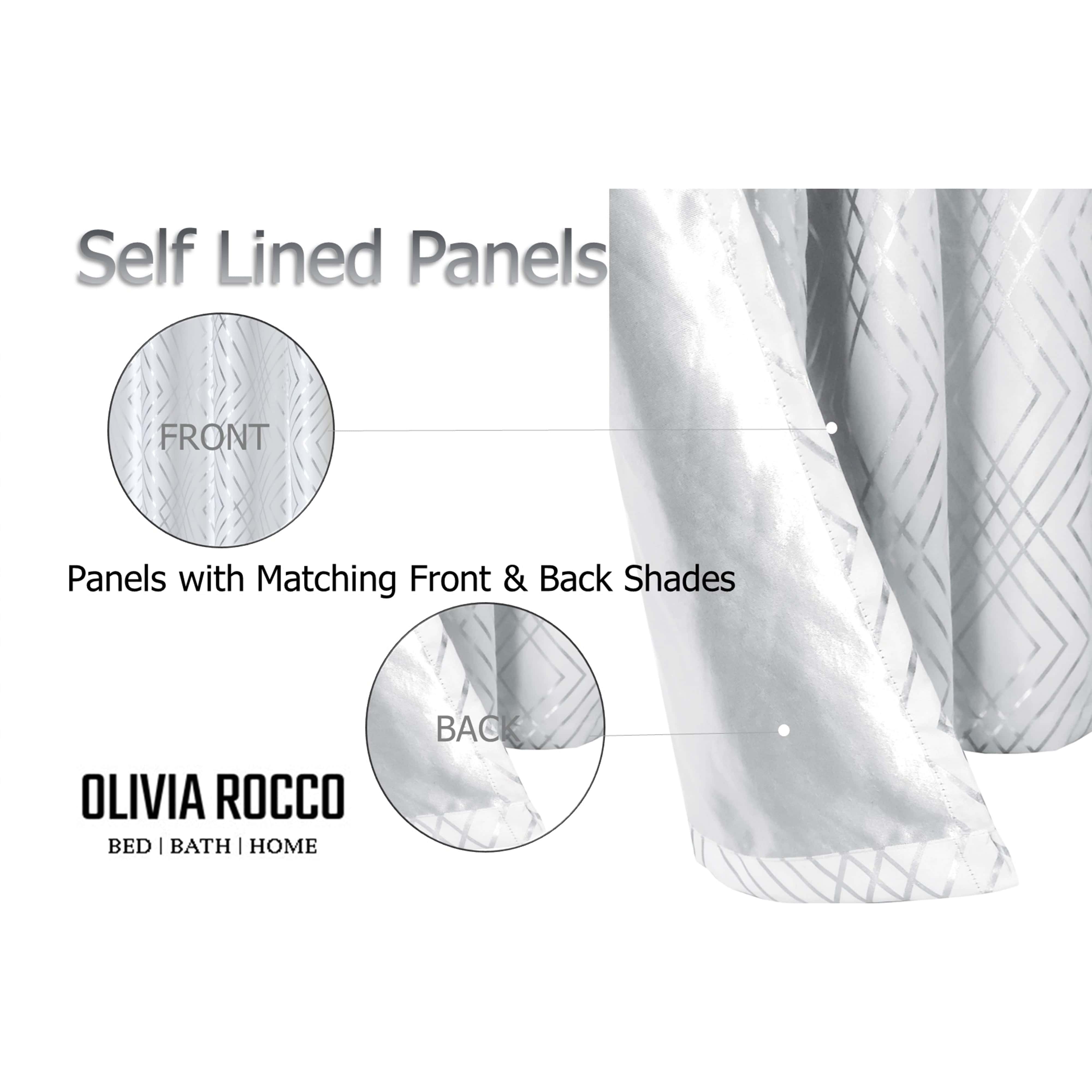 OLIVIA ROCCO Geometric White Sparkle Blackout Curtains Soft Thermal Insulated Drapes Eyelet Ring Top Living Room And Bedroom