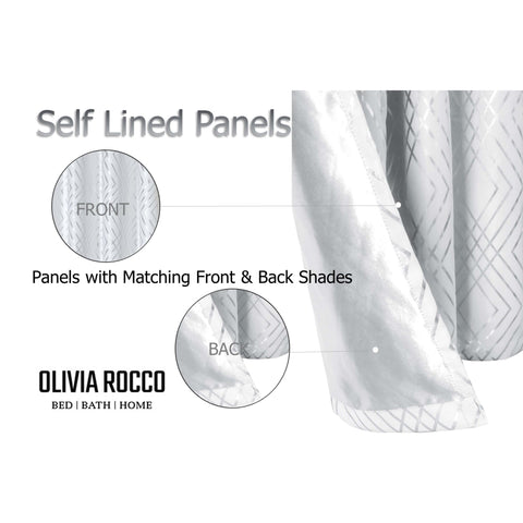 OLIVIA ROCCO Geometric White Sparkle Blackout Curtains Soft Thermal Insulated Drapes Eyelet Ring Top Living Room And Bedroom