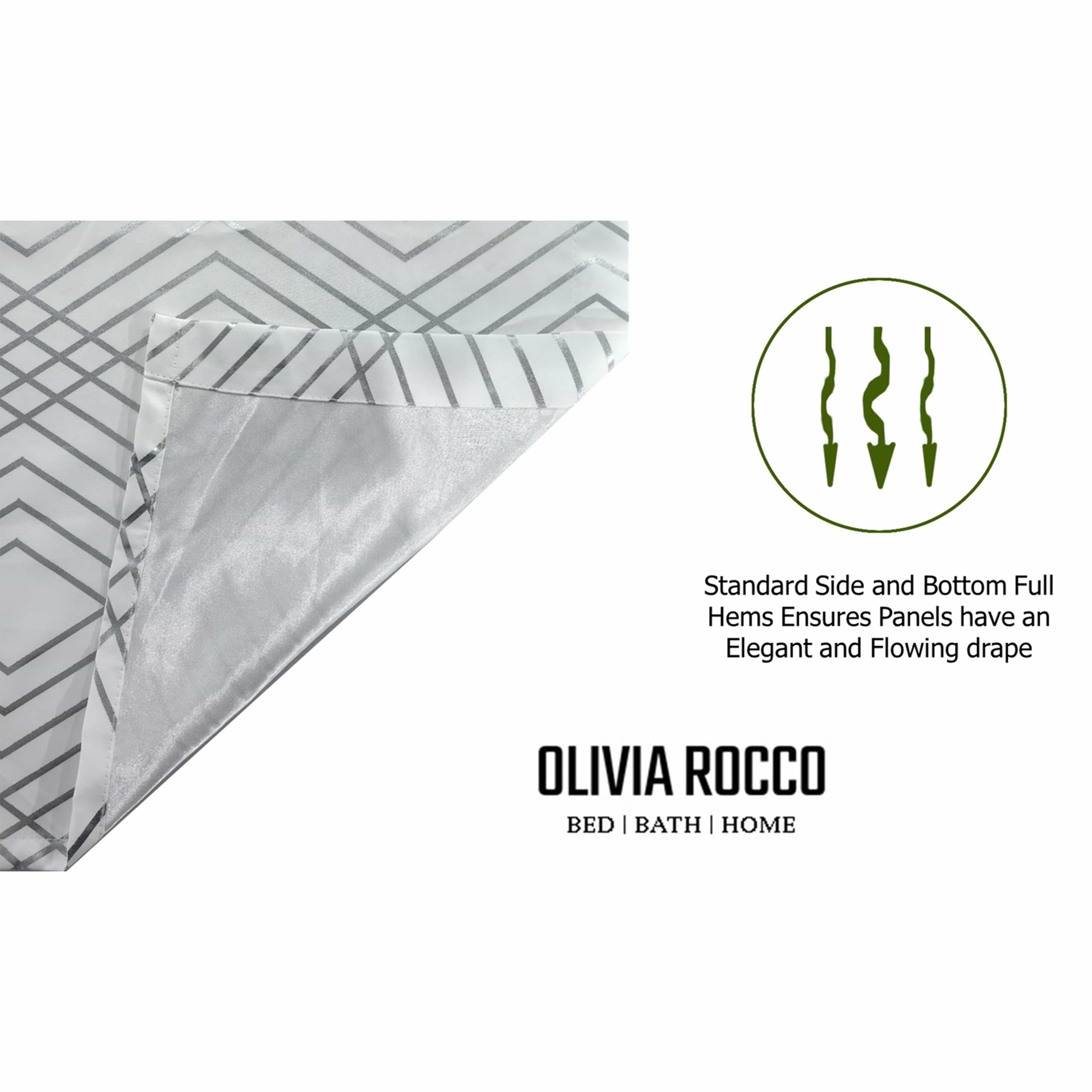 OLIVIA ROCCO Geometric White Sparkle Blackout Curtains Soft Thermal Insulated Drapes Eyelet Ring Top Living Room And Bedroom