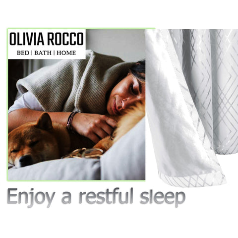 OLIVIA ROCCO Geometric White Sparkle Blackout Curtains Soft Thermal Insulated Drapes Eyelet Ring Top Living Room And Bedroom